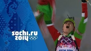 Biathlon  Womens 10km Pursuit  Domracheva Wins Gold  Sochi 2014 Winter Olympics [upl. by Llehcal]