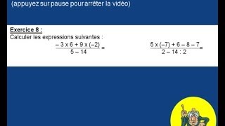 opérations sur les nombres relatifs 8 4ème [upl. by Sarette]