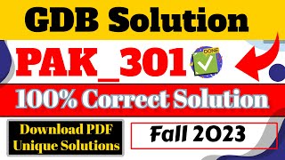 PAK301 GDB Solution 2023  PAK301 GDB 2023  PAK301 GDB Solution Fall 2023 PAK301 GDB 2023 Solution [upl. by Aylmar965]