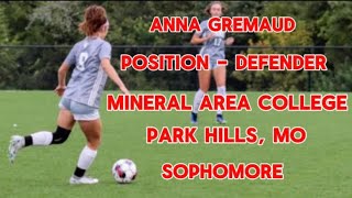 Anna Gremaud Mineral Area College Park Hills MO Center Back Sophomore [upl. by Neyr]