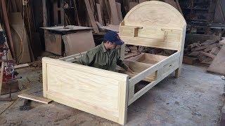 Amazing Skill Carpenter Woodworking Asia  Build Single Bed With Storage Drawers How To DIY [upl. by Alansen816]