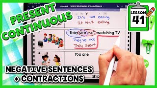 LECCIÓN 41 ORACIONES NEGATIVAS Y CONTRACCIONES CON EL PRESENTE CONTINUO EN INGLÉS [upl. by Trebmer]