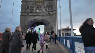 London UK  Walking from Aldgate over the Tower Bridge at sunset [upl. by Nosraep]