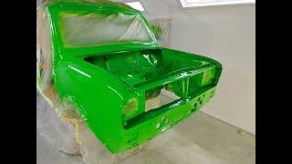 classic mini rally build more painting on the green racing machine [upl. by Treble]