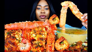 KING CRAB SEAFOOD BOIL MUKBANG  SEAFOOD MUKBANG  DESHELLED SEAFOOD BOIL  LOBSTER  ASMR EATING [upl. by Jagir]