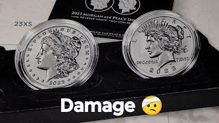 2023 Morgan and peace dollar reverse proof set Damage 🤕🤕🤕 [upl. by Oleg]