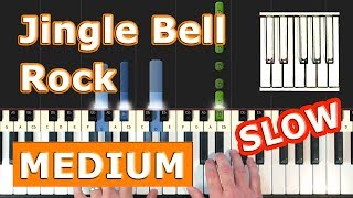 Jingle Bell Rock  SLOW Piano Tutorial Easy  Sheet Music Synthesia [upl. by Leinehtan]