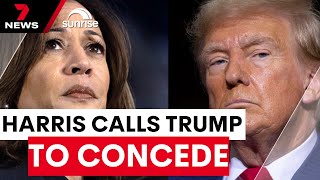 Harris Calls Trump to Concede The US Election  7NEWS [upl. by Kirshbaum280]