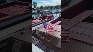 Classic vintage wooden boats at the Geneva Lakes Antique and Classic Boat Show [upl. by Ruff]