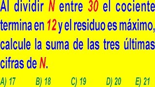 DIVISIÓN PROBLEMA RESUELTO NIVEL 2  ARITMÉTICA  EXAMEN ADMISIÓN A LA UNIVERSIDAD [upl. by Aphra]