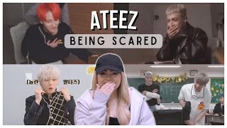 I’m so sorry but this is hilarious  ATEEZ being scared compilation  Reaction [upl. by Gottwald]