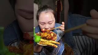 Spicy mutton curry chicken curry mukbang asmreating masala chicken [upl. by Aliuqahs]