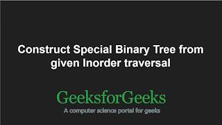 Construct Special Binary Tree from given Inorder traversal  GeeksforGeeks [upl. by Armmat]