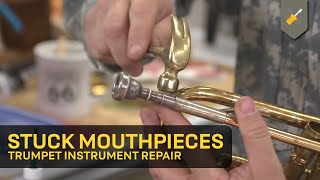 How to fix a stuck trumpet mouthpiece  Instrument Repair at Home [upl. by Arhat525]