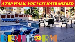 Benidorm Rincon Info Walk☀️💬🇪🇸Hotel Gala Placidia Apartments Shops Hotel Dynastic🏨🇬🇧🍻🏢benidorm [upl. by Cori544]