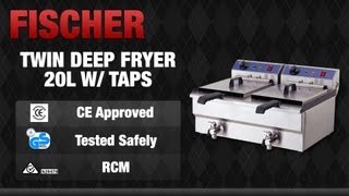 FISCHER Equip Twin Basket Benchtop Deep Fryer with Taps 2 x 3000W  EF132V [upl. by Annoyek]