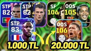 1000 TL VS 20000 TL KADRO  EFOOTBALL 2025 MOBİLE [upl. by Bushore]