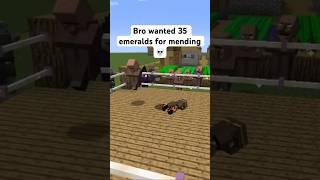 Bro wanted 35 emeralds for mending minecraft minecrafthumor memes shorts viral funny fyp [upl. by Enailil]