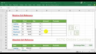 Unit 4 1 Cell References in Excel [upl. by Peters]