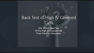 Back Test of Over Valued Covered Calls [upl. by Stutsman]