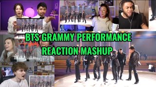 BTS GRAMMY PERFORMANCE REACTION MASHUP [upl. by Akimak173]