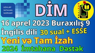 16 aprel 2023 DİM Buraxılış İmtahanı İngilis dili 9CU SİNİF YENİ və TAM İZAH 17 mart 2024 Dəstək [upl. by Shane]