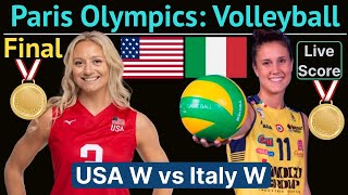 USA W vs Italy W Womens Volleyball Final Gold Medal Match Live Score Watchalong Paris Olympics 2024 [upl. by Ahsemot212]