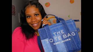 UNBOXING Marc Jacobs The Tote Denim Mini [upl. by Sibel]