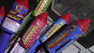 Phantom fireworks Pyro Pinnacle rockets with Cloud Buster rocket [upl. by Evangelina]