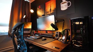 My COZY and MOODY Desk Setup  Another Small Office  Desk Setup Tour [upl. by Lednahs]