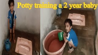 Potty Training in A Very Back Wuorld Area 2year baby  Potty Training in Washroom New Burn Baby [upl. by Dowd]