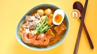 Laksa Lemak 😍  Malaysian Curry Noodles with Coconut Milk  Nyonya Laksa Nyonya Cooking [upl. by Lorena]