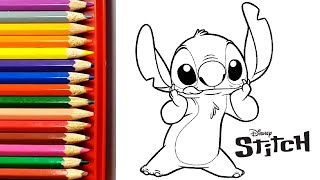 Draw And Color DISNEY STITCH Easy Step By Step  How To Draw STITCH  STITCH Coloring Pages [upl. by Spears]