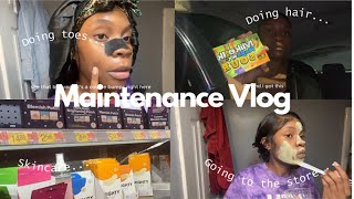 ME ATTEMPTING TO DO A MAINTENACE VLOG  Doing my hair painting my toes skincare [upl. by Wauters]