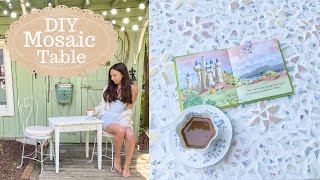 DIY Mosaic Table with Broken Antique Dishes  Thrift Flip on a Budget  How To Mosaic [upl. by Mcafee]