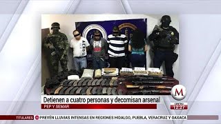 Detienen a cuatro personas y decomisan arsenal en Baja California [upl. by Ttebroc]