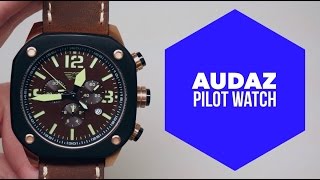 Audaz Pilot Flieger Mens Watch Review Model ADZ203004 4K [upl. by Knowles596]