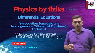 Lecture1 Introduction Separable and Homogeneous Differential Equations [upl. by Attesoj]