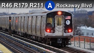 NYC MTA R211 R179 R46 Rockaway Blvd Subway Action Trainman6000 [upl. by Sloane]