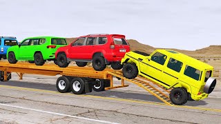 TRANSPORTING PIXAR CARS amp FRUITS WITH COLORED amp JOHN DEERE vs CLAAS vs TRACTORS  BeamNGdrive [upl. by Cooper185]