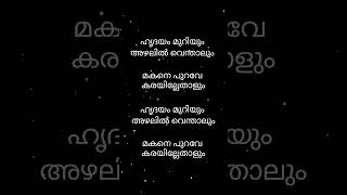 malayalam song lyrics vaazhamakane hridayam muriyumshorts [upl. by Une638]