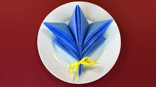 Servietten falten Blume  Einfache Tischdeko basteln HochzeitGeburtstag Origami Blume [upl. by Netniuq]