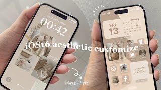 iOS16 aesthetic customization Beige theme 🍂✨ widgets change icons tutorial [upl. by Lidstone]