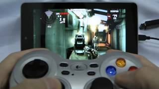 Playing DEAD TRIGGER with Logitech Wireless Gamepad F710 on Google Nexus 7 [upl. by Akemehc]