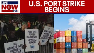 Dockworkers launch strike at US ports could cost billions  LiveNOW from FOX [upl. by Hussar14]