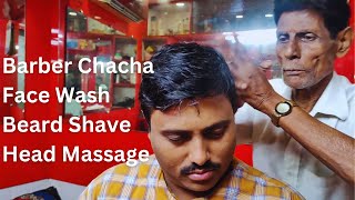 ASMR Face Wash Beard Shave and Head Massage by 75 Year Old Barber [upl. by Notled]