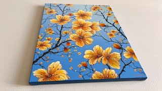 EASY Acrylic Painting Technique  Yellow Spring Flowers Painting for Beginners [upl. by Ennahoj57]