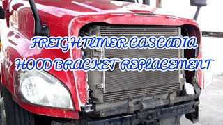 Freightliner Cascadia broken hood bracket Hood removal bracket removal replacement [upl. by Chitkara]