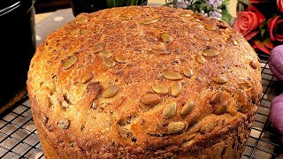 Vollkornbrot mit Honig und Sonnenblumenkernen ganz ohne Kneten Brot in einer Schüssel [upl. by Merp]