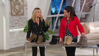 Marc Fisher Leather or Suede Peeptoe Ankle Boots  Shimmee on QVC [upl. by Deth363]